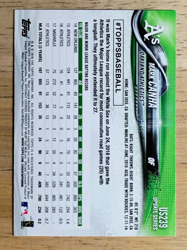 2018 Topps Update #US239 Mark Canha
