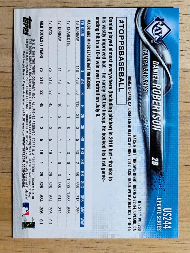 2018 Topps Update #US244 Daniel Robertson