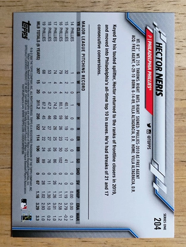 2020 Topps #204 Hector Neris