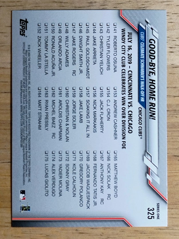 2020 Topps #325 Good-bye, Home Run/Kyle Schwarber