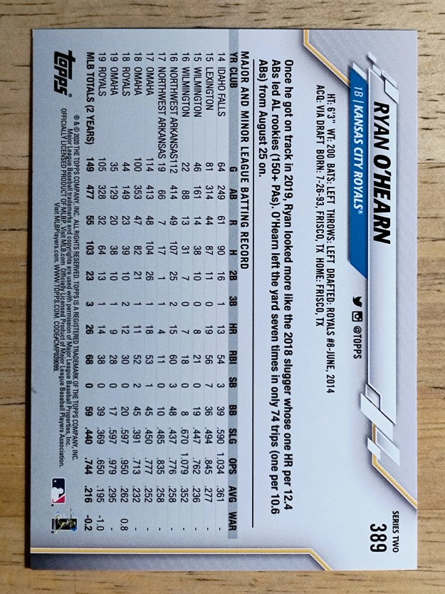 2020 Topps #389 Ryan O'Hearn