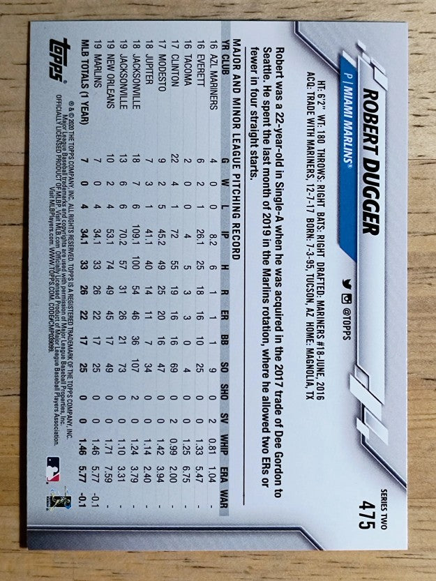 2020 Topps #475 Robert Dugger RC