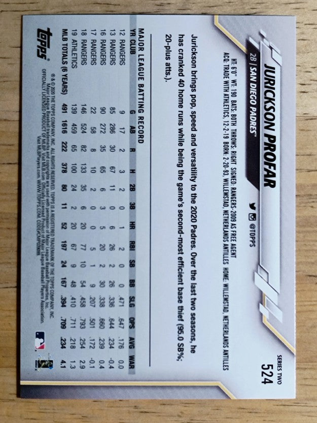 2020 Topps #524 Jurickson Profar