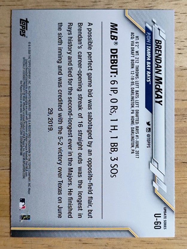 2020 Topps Update #U60 Brendan McKay