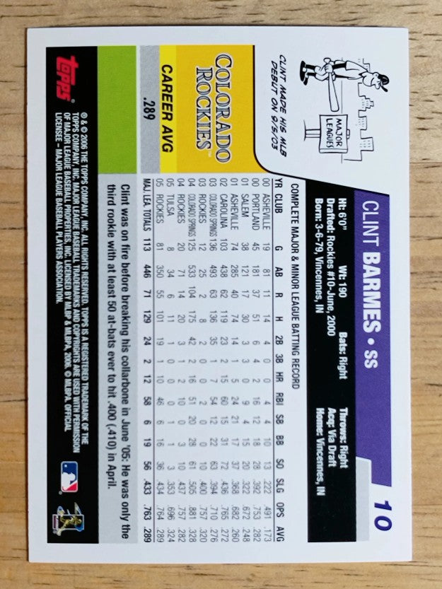 2006 Topps #10 Clint Barmes