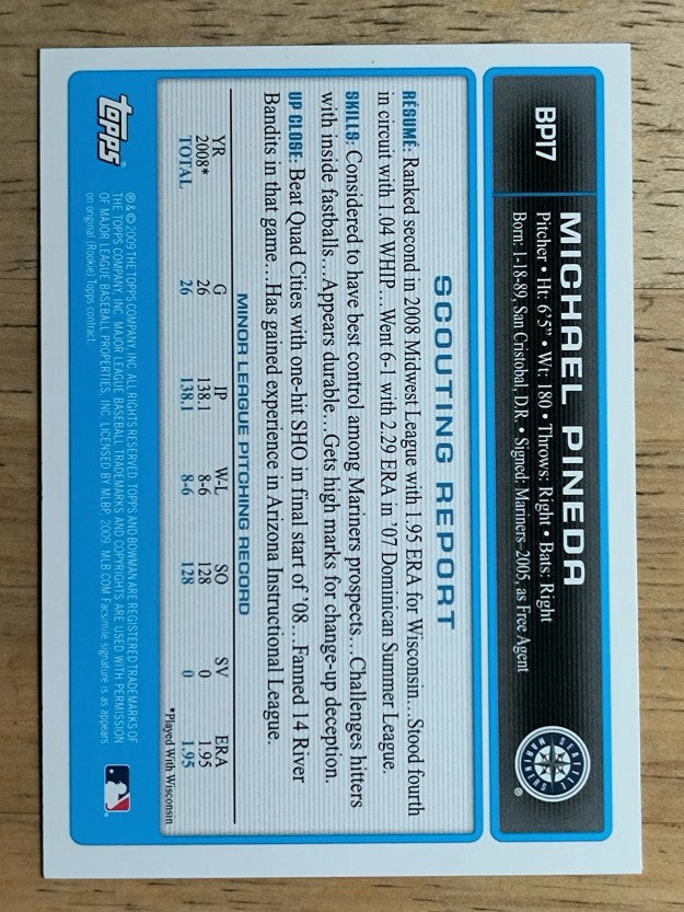 2009 Bowman Prospects #BP17 Michael Pineda