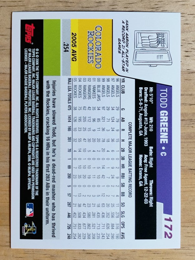 2006 Topps #172 Todd Greene
