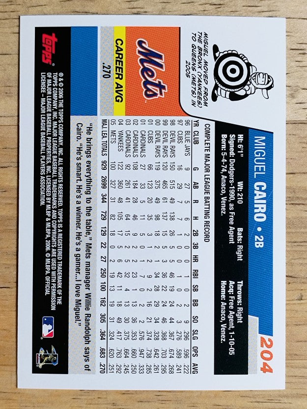 2006 Topps #204 Miguel Cairo