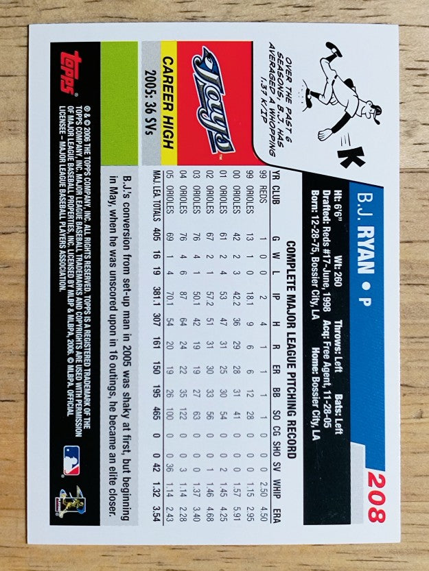 2006 Topps #208 B.J. Ryan