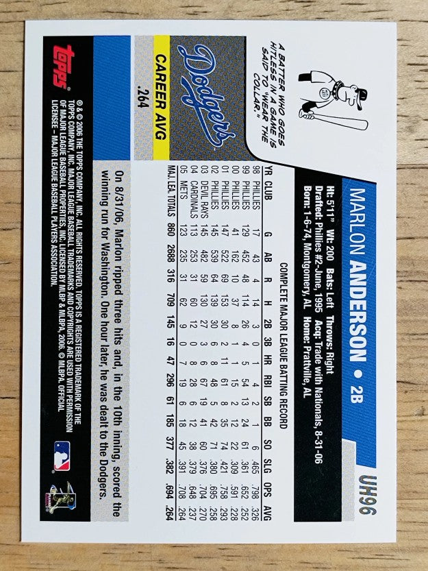 2006 Topps Update #UH96 Marlon Anderson