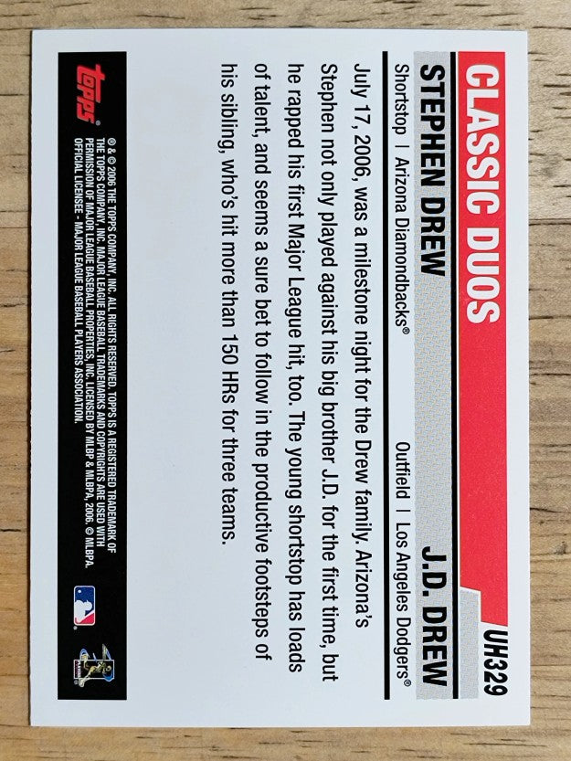2006 Topps Update #UH329 J.D. Drew/Stephen Drew CD