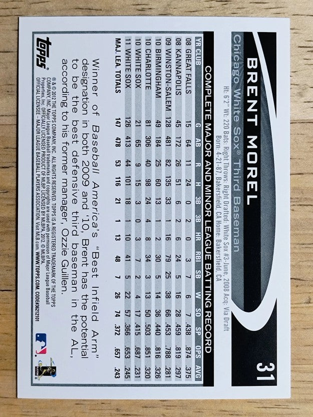 2012 Topps #31 Brent Morel