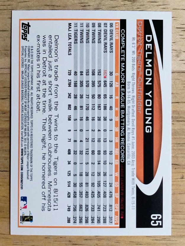 2012 Topps #65 Delmon Young