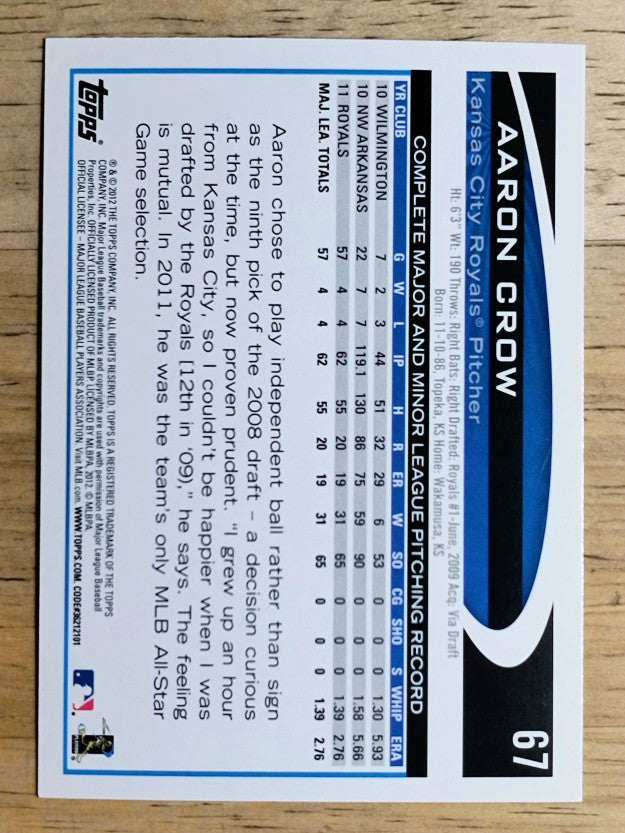 2012 Topps #67 Aaron Crow