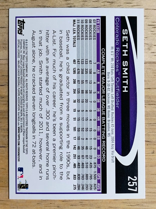 2012 Topps #257 Seth Smith