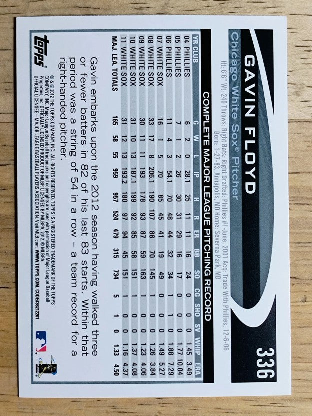 2012 Topps #336 Gavin Floyd