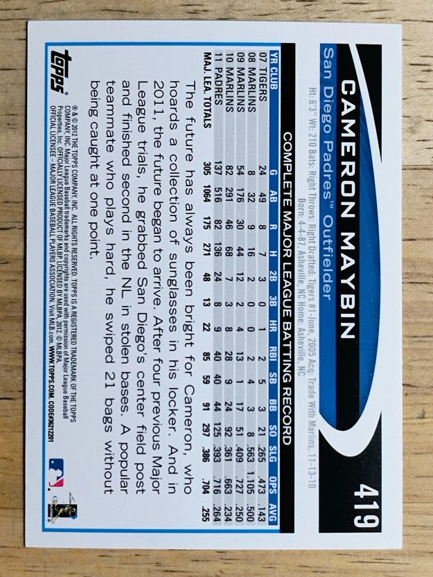 2012 Topps #419 Cameron Maybin