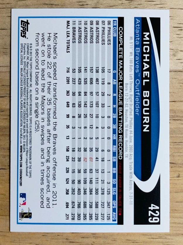2012 Topps #429 Michael Bourn
