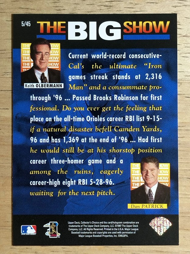 1997 Collector's Choice The Big Show #5 Cal Ripken