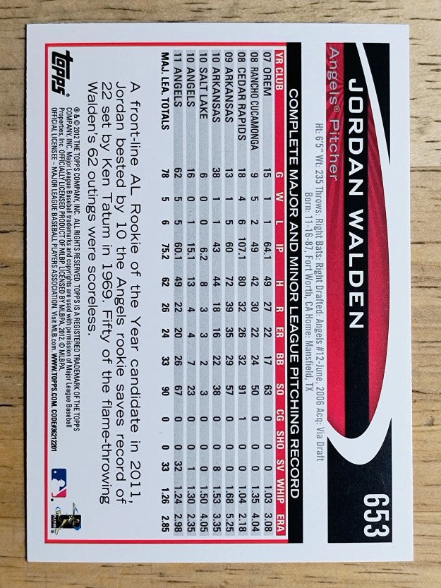 2012 Topps #653 Jordan Walden