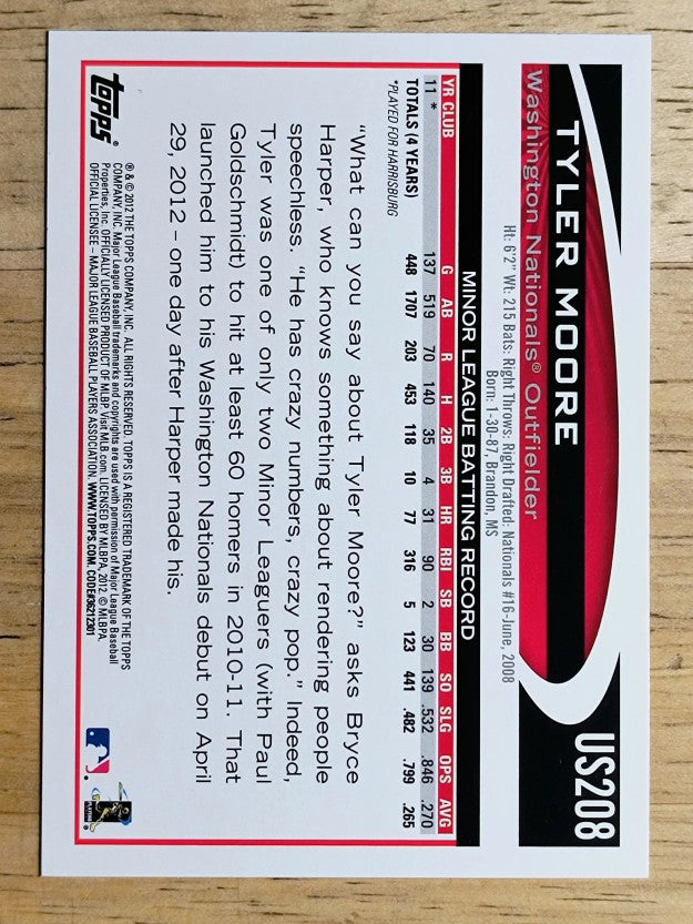 2012 Topps Update #US208 Tyler Moore RC