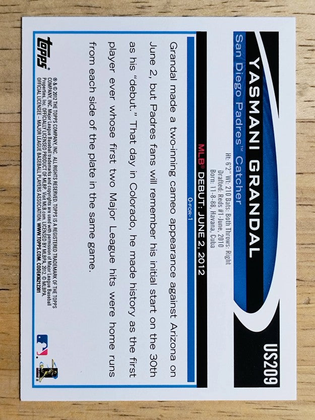 2012 Topps Update #US209 Yasmani Grandal
