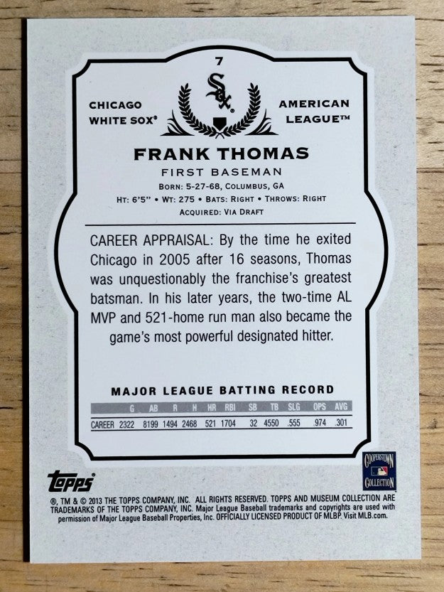 2013 Topps Museum Collection #7 Frank Thomas