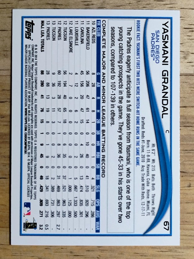 2014 Topps #67 Yasmani Grandal