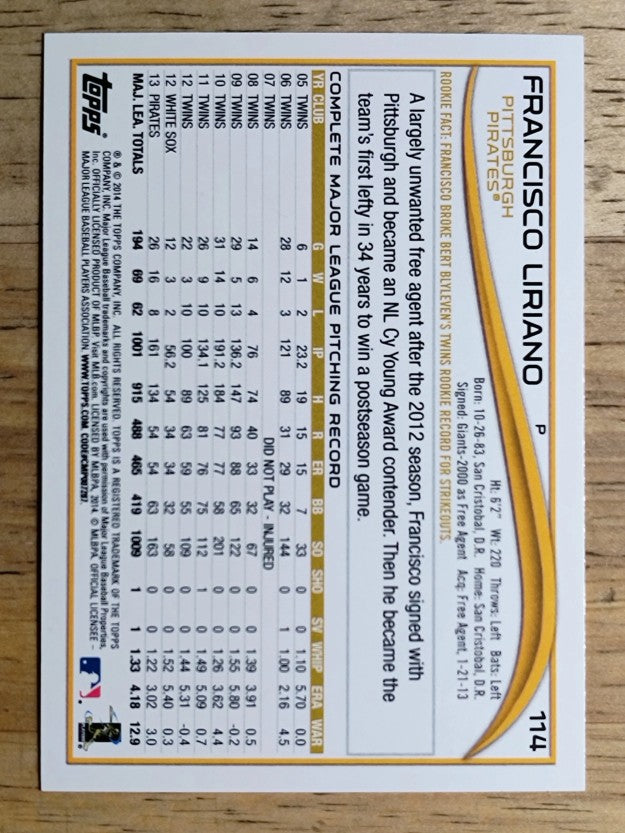 2014 Topps #114 Francisco Liriano