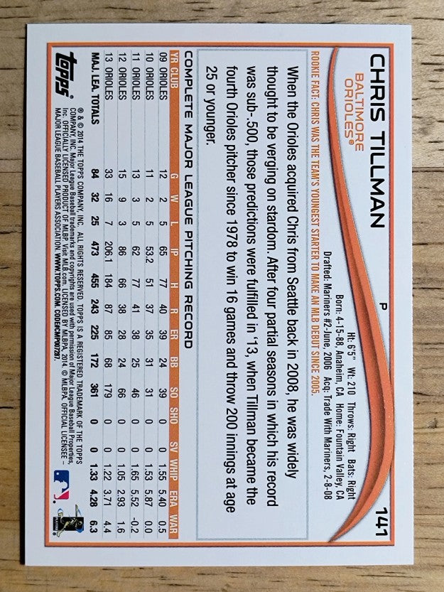 2014 Topps #141 Chris Tillman