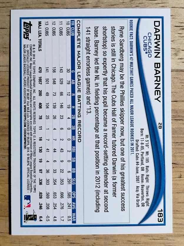 2014 Topps #183 Darwin Barney