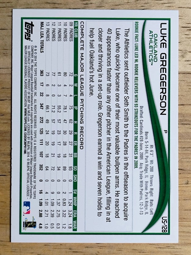 2014 Topps Update #US128 Luke Gregerson