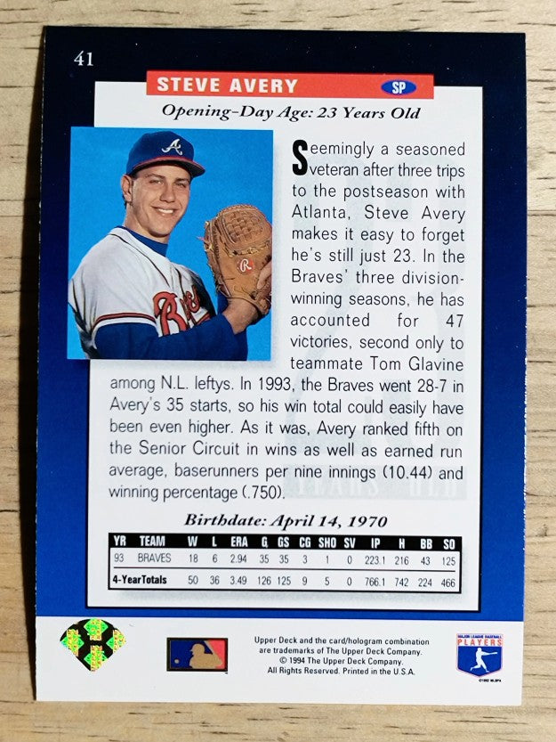 1994 Upper Deck #41 Steve Avery FUT