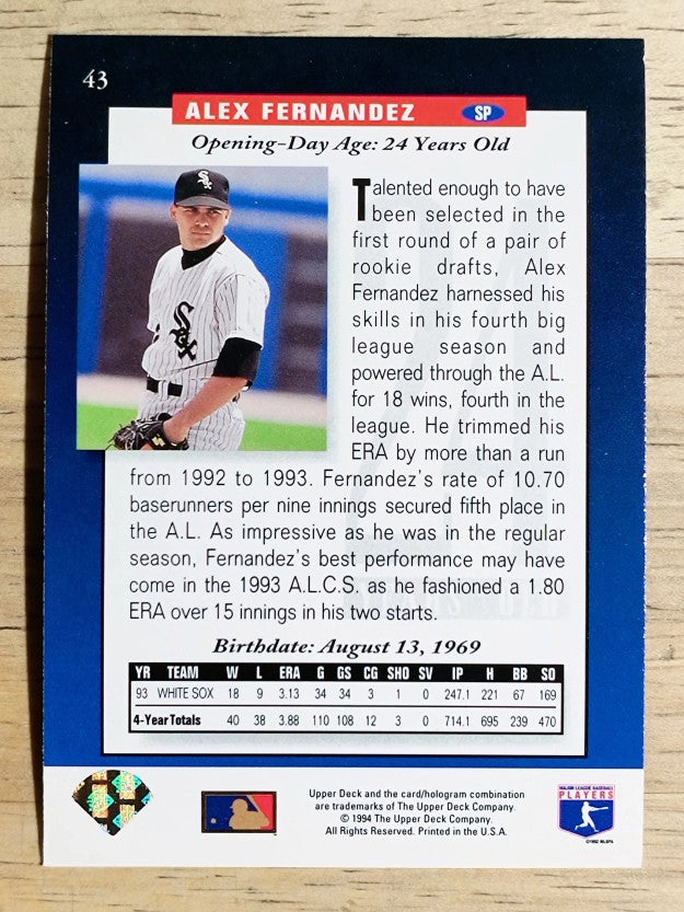 1994 Upper Deck #43 Alex Fernandez FUT