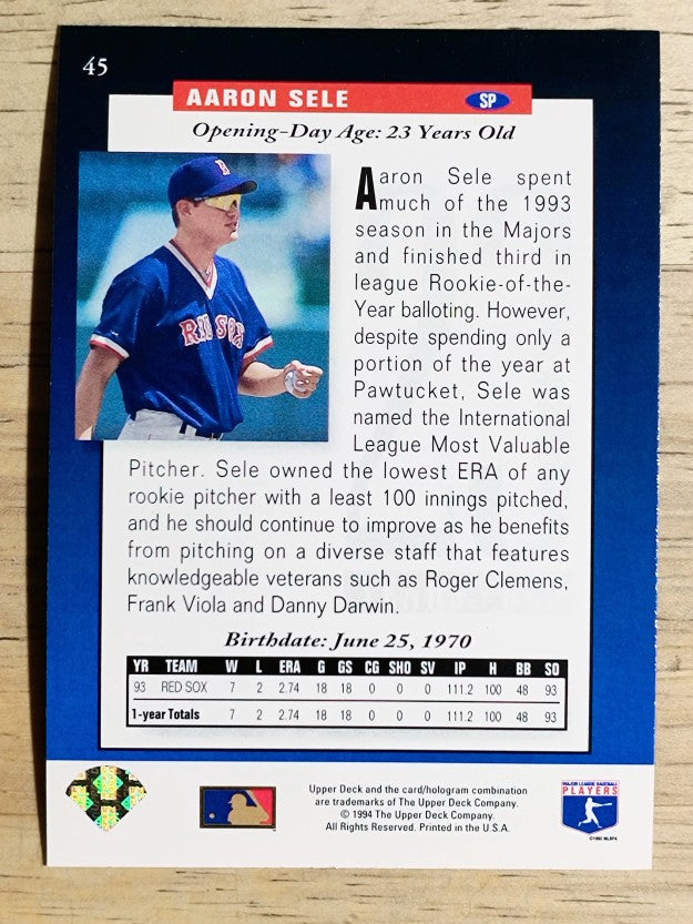 1994 Upper Deck #45 Aaron Sele FUT