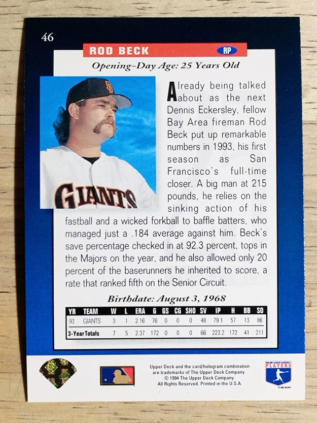 1994 Upper Deck #46 Rod Beck FUT