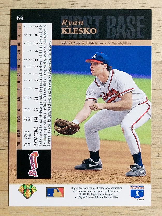 1994 Upper Deck #64 Ryan Klesko
