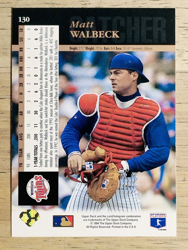 1994 Upper Deck #130 Matt Walbeck
