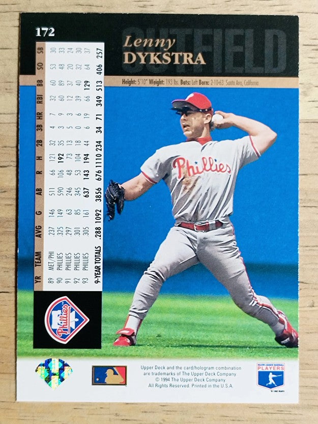 1994 Upper Deck #172 Lenny Dykstra