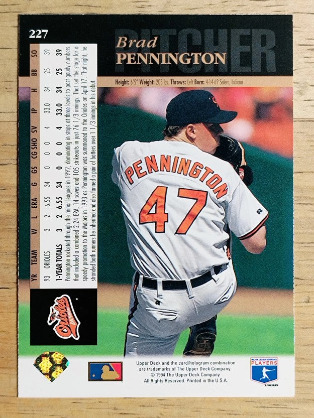 1994 Upper Deck #227 Brad Pennington