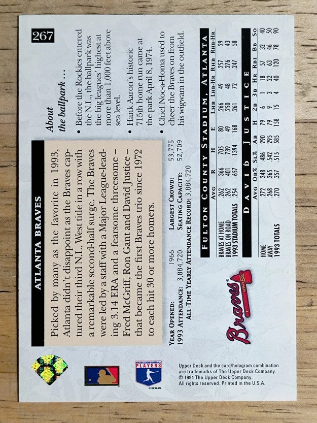 1994 Upper Deck #267 David Justice HFA