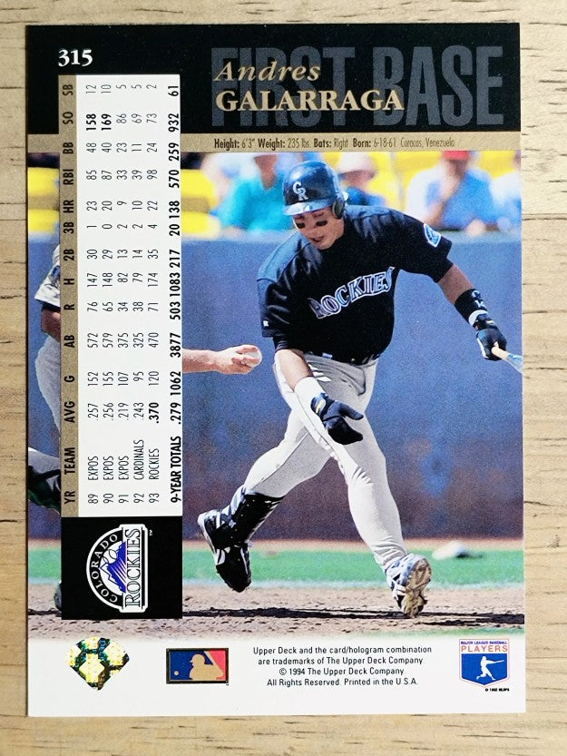 1994 Upper Deck #315 Andres Galarraga