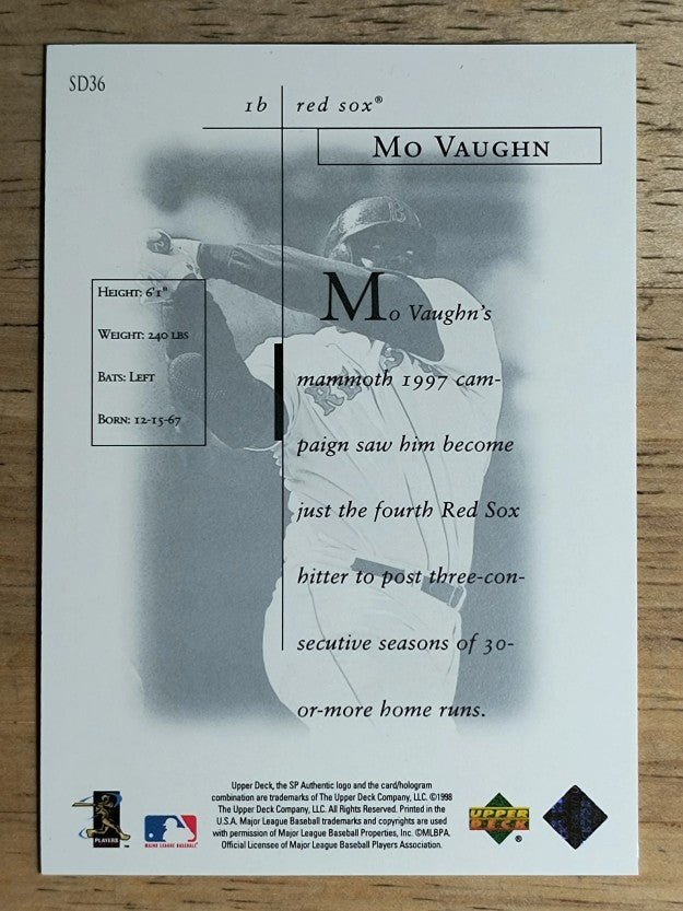 1998 SP Authentic Sheer Dominance #SD36 Mo Vaughn