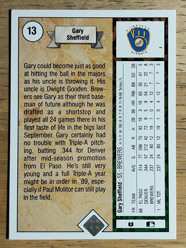 1989 Upper Deck #13 Gary Sheffield COR RC