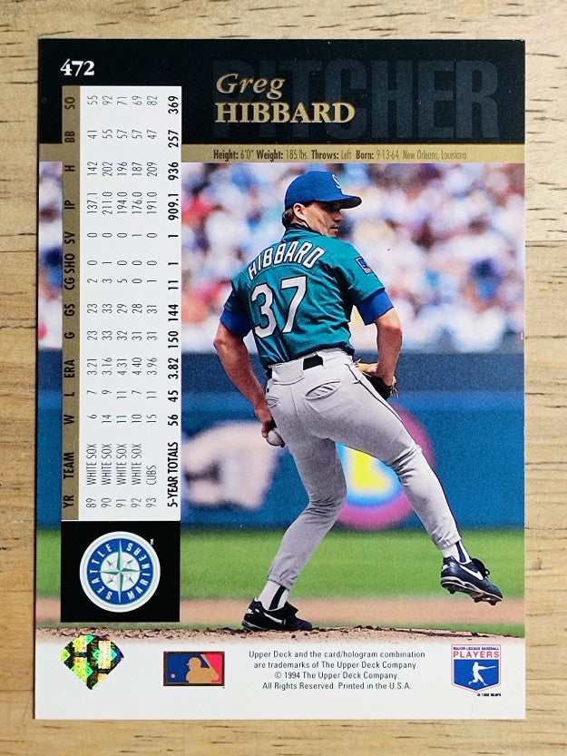 1994 Upper Deck #472 Greg Hibbard