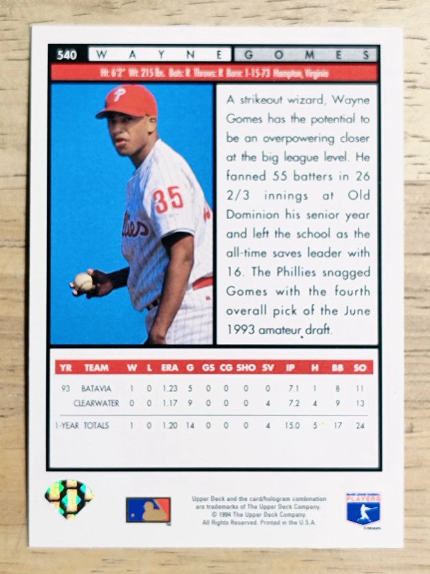 1994 Upper Deck #540 Wayne Gomes RC