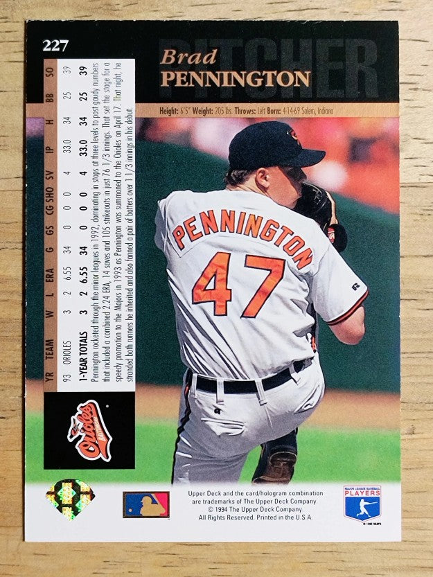 1994 Upper Deck Electric Diamond #227 Brad Pennington