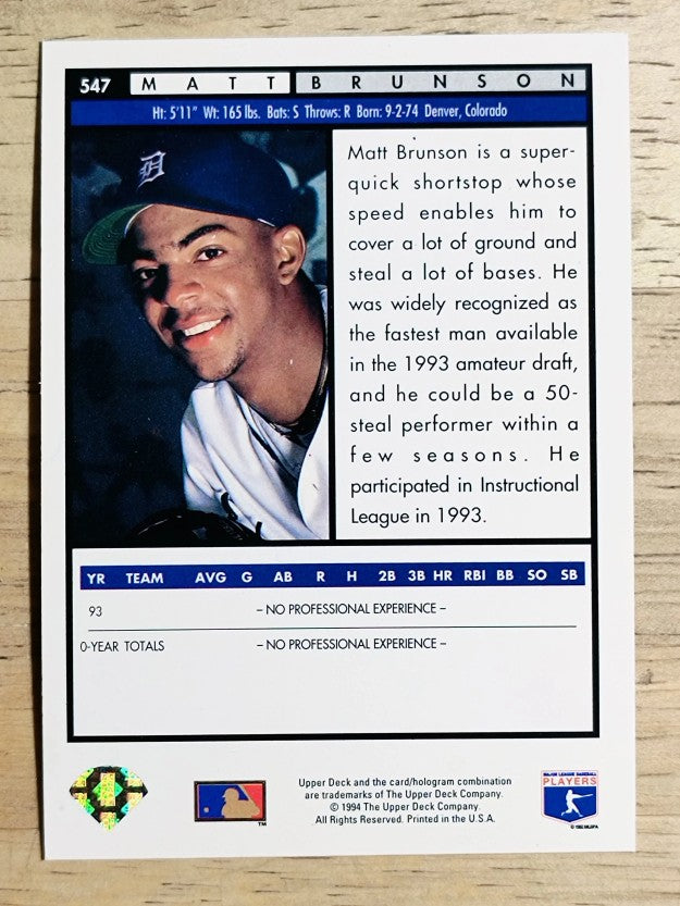1994 Upper Deck Electric Diamond #547 Matt Brunson