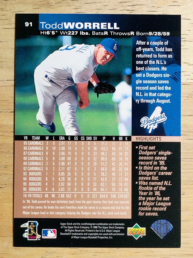 1997 Upper Deck #91 Todd Worrell