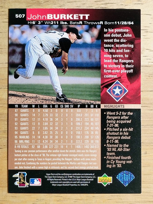 1997 Upper Deck #507 John Burkett